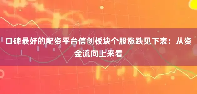 口碑最好的配资平台信创板块个股涨跌见下表：从资金流向上来看